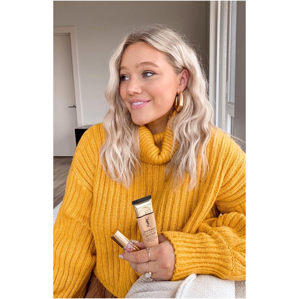 💫Urban Outfitters Cropped Turtleneck Chunky Rib Knit Pullover Mustard Sweater